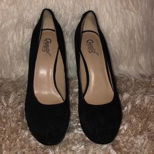 Carlos Santana All Black Faux Suede Heels